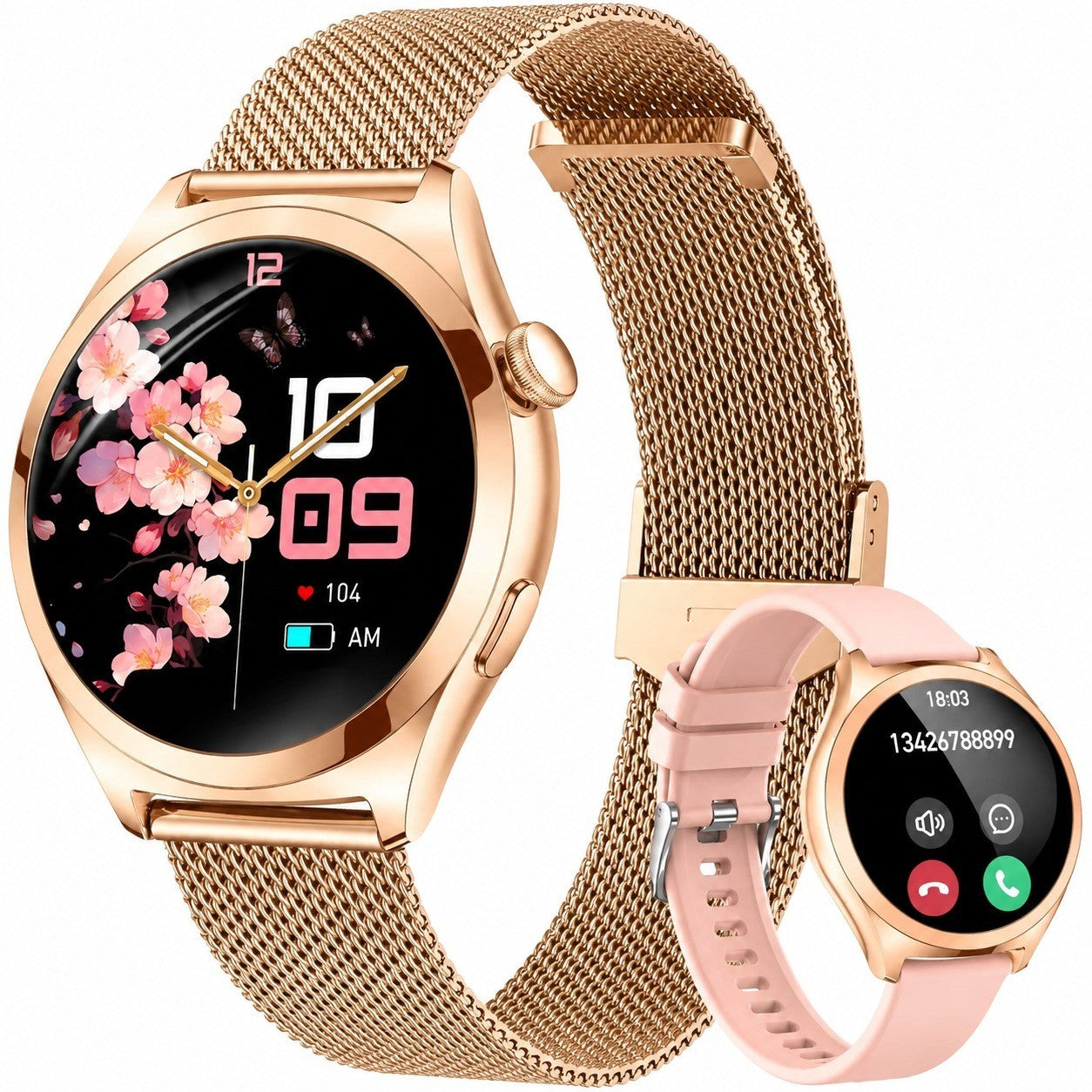 Women's Smartwatch with Bluetooth Calling, 1.27" HD, Heart Rate, SpO2, Sleep Monitor, 100+ Sports Modes