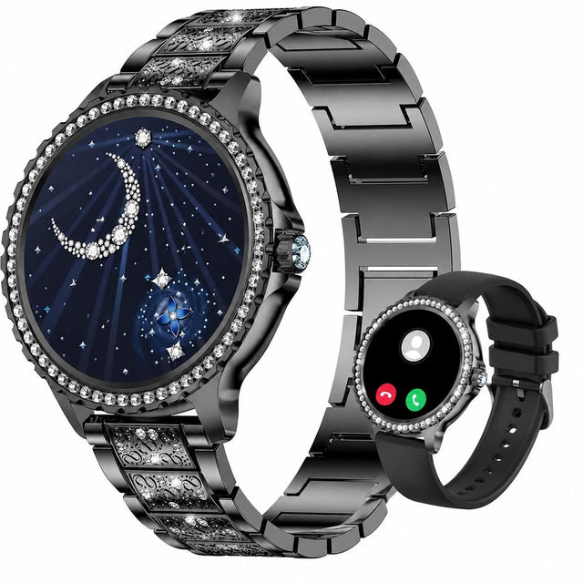 Women's Smartwatch 1.32" Diamond Screen, Bluetooth Calls, Heart Rate, Sleep Tracking, 500 Watch Faces, 2 Straps