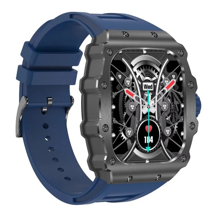 AMOLED Sports Smartwatch for Men, Blue, 3ATM Waterproof, LED Display, Stopwatch, Glass Dial