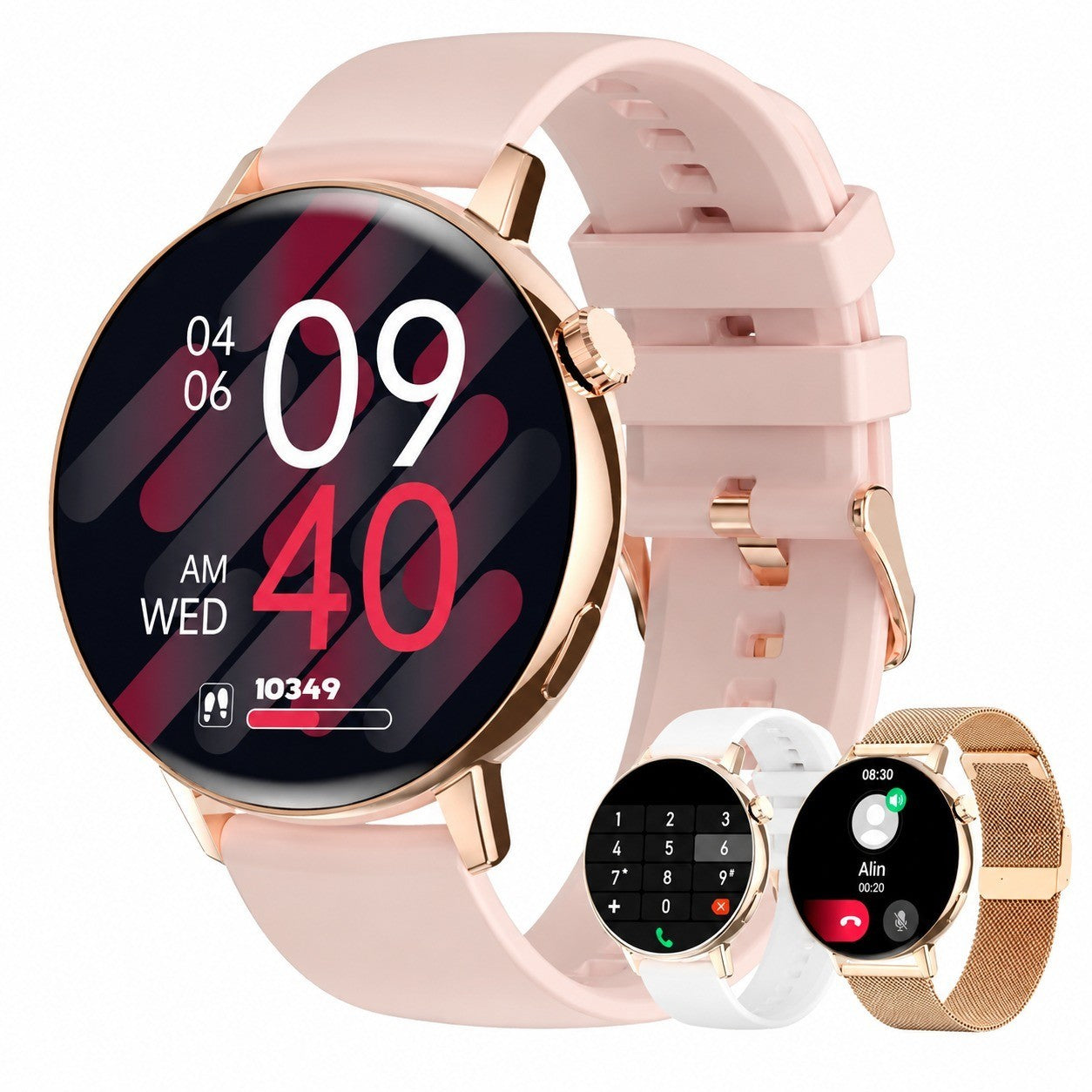 Women's Smartwatch 1.32" Screen, Smart Calls, Heart Rate Monitor, Sleep Tracker, Blood Oxygen, 3 Straps, Waterproof