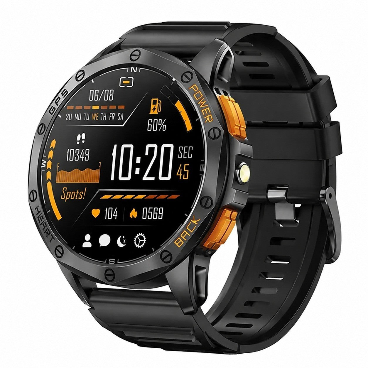 Smartwatch 1.43" AMOLED, Built-in GPS, BT Calling, LED Flashlight, Fitness Tracker for Men