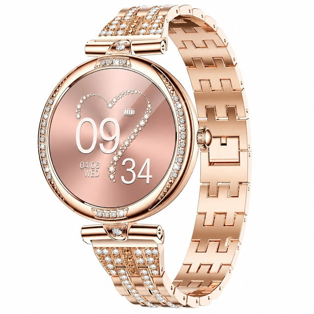 Women's Smartwatch 1.19" AMOLED, Bluetooth Calls, Diamond Steel, Heart Rate, Sleep Tracking, 100+ Sports Modes