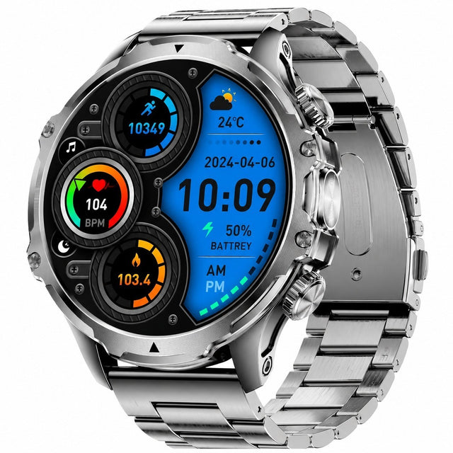 Men's Smartwatch 1.85" HD Screen, LED Flashlight, 800mAh Battery, Bluetooth Calling, IP68 Waterproof, Black