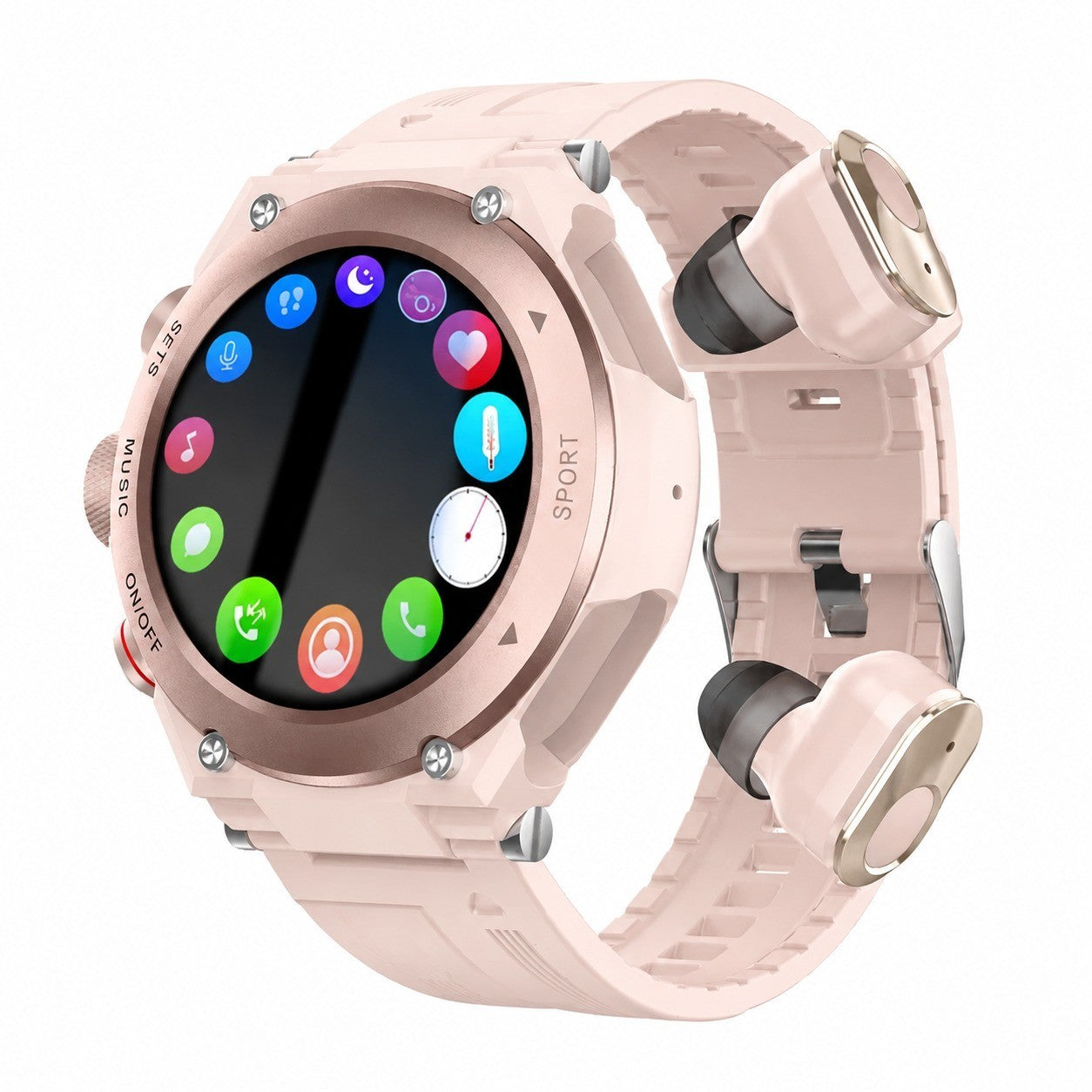 Smartwatch with 2-in-1 Bluetooth MP3 Player, Built-in Headphones, Touchscreen, Calls, Temperature Tracking