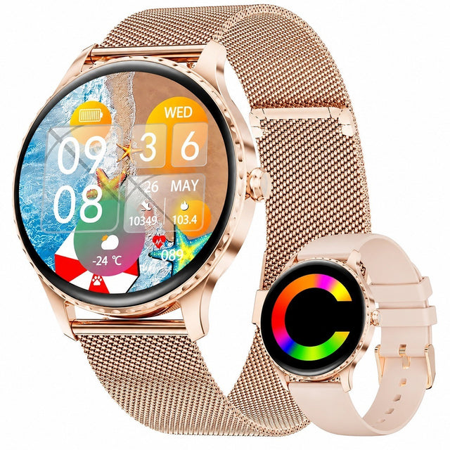 Women's Smartwatch 1.32" AMOLED, Bluetooth Calling, IP68 Waterproof, Menstrual Cycle Tracker, Sleep Monitor