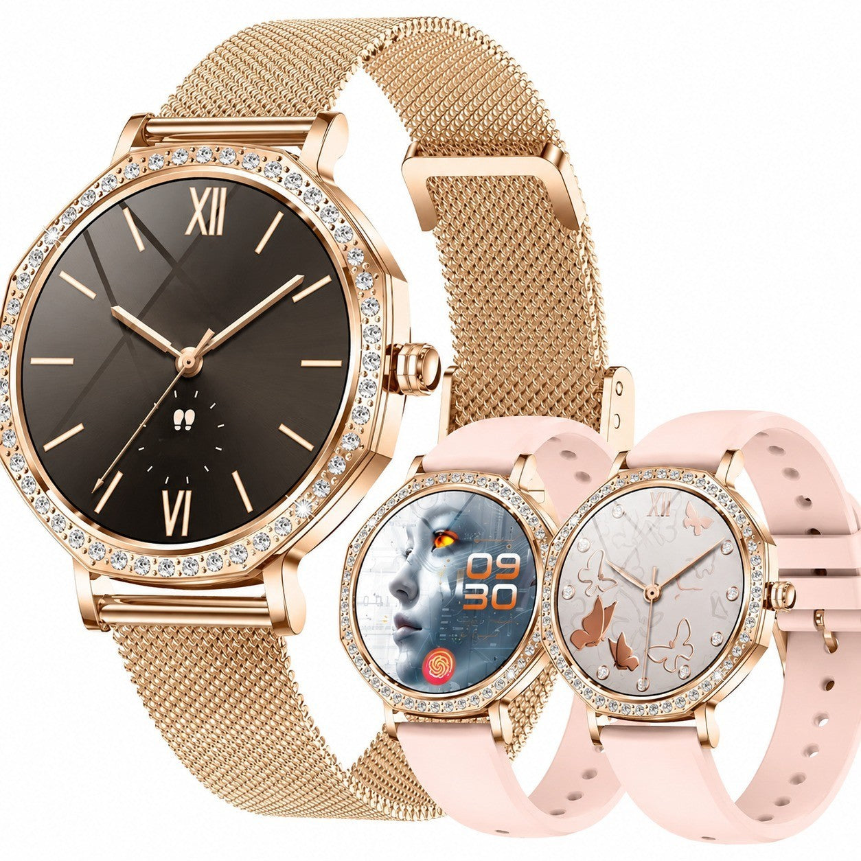 1.32" AMOLED Women's Smartwatch, Bluetooth 5.2 Calling, GPS, Fitness Tracker, Compatible with Android iOS, Gold