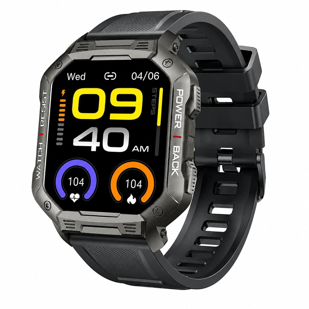 Military Smartwatch Fitness Tracker, Black, Waterproof, Bluetooth Calling for Android iPhone