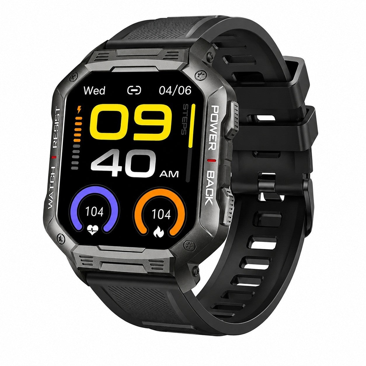 Military Smartwatch for Men, IP68 Waterproof, Bluetooth Calling, Heart Rate, Black