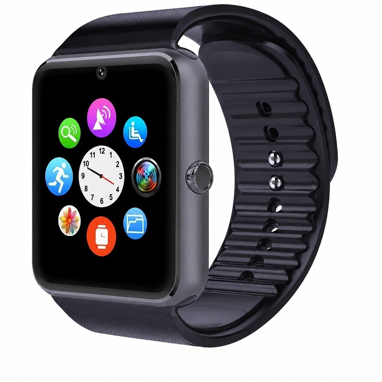 Smartwatch with Bluetooth, Map, Camera, Sleep Tracker, Calorie Counter, Kids Adults, Silicone Strap