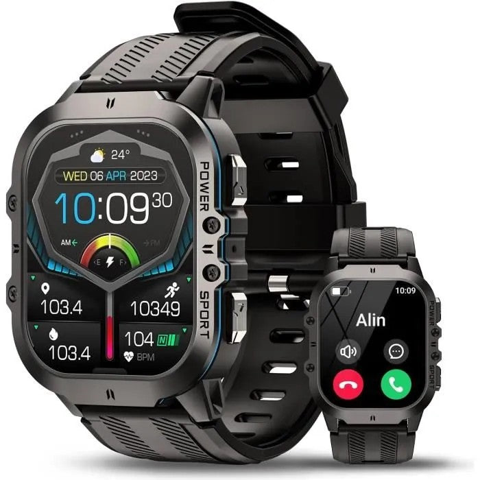 Men's Smartwatch 1.96" AMOLED HD Screen, Heart Rate Monitor, SpO2, Pedometer, 100+ Sports Modes
