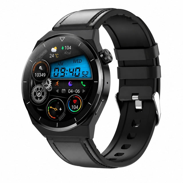 Smartwatch for Men, Waterproof, NFC Contactless Payment, Activity Tracker, Black Leather