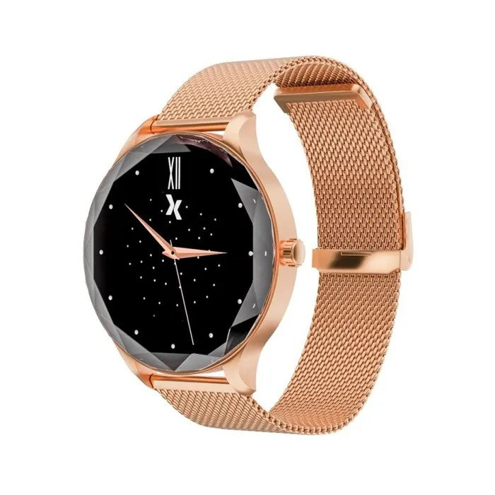 Gold Smartwatch for Women, Fitness Tracker with Heart Rate & Blood Pressure, Jeweled Band, Dual Straps