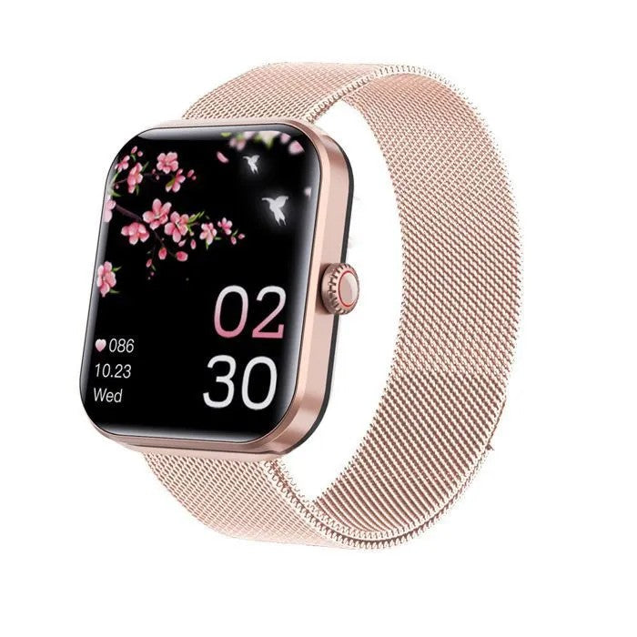 Smartwatch with Heart Rate Blood Pressure Monitor, 1.91" HD Screen, Rose Gold Stainless Steel