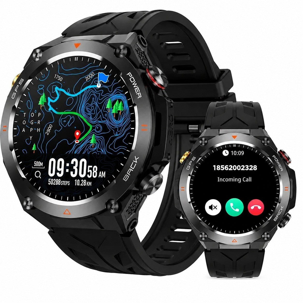 Smart Running Watch with Bluetooth Calling, Heart Rate & Sleep Tracking, Black