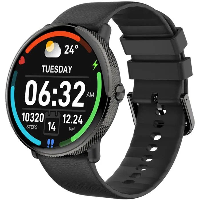 Smartwatch for Men Women, AMOLED Display, Heart Rate Monitor, BT Calls, Black