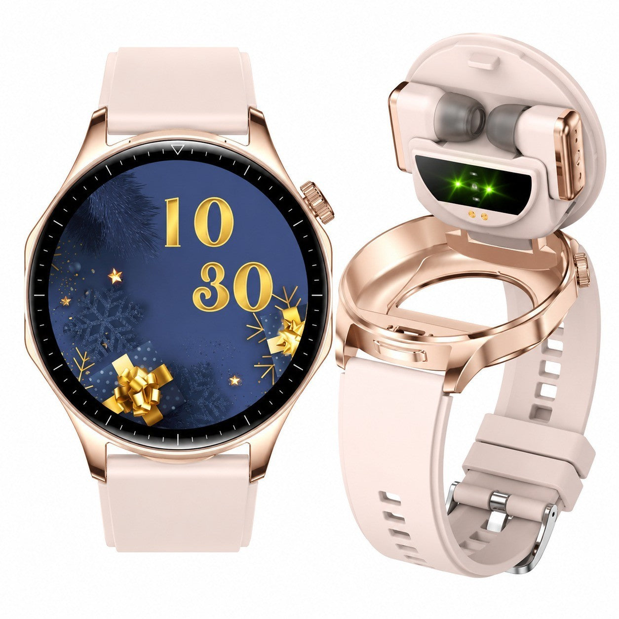 Smartwatch with Bluetooth Headphones, 1.43" AMOLED, Gold, Bluetooth 5.0, Heart Rate, Sleep Tracking