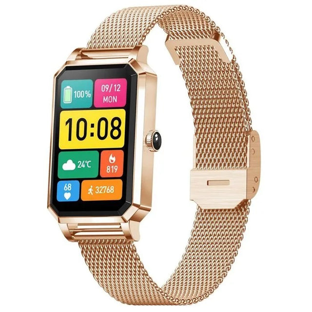 Women's Smartwatch, 1.13" Color Screen, IP68, Heart Rate & Health Tracker, Rose Gold