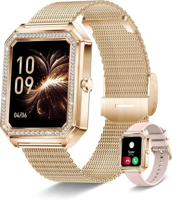 Women's Smartwatch with Bluetooth Calling, 1.59" Diamond Waterproof, Heart Rate & Sleep Tracker