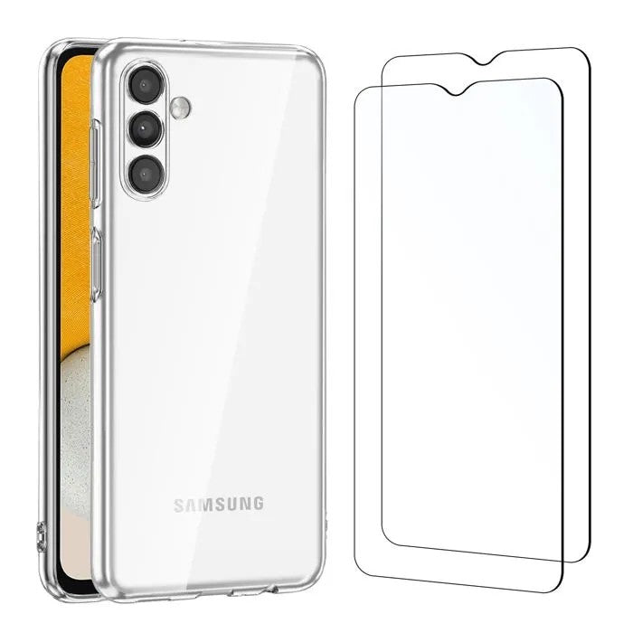 Samsung Galaxy A13 5G A04s Case, Clear TPU Gel Silicone with 2x Tempered Glass Screen Protector