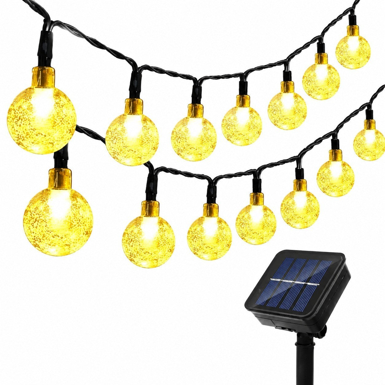 100 LED Solar String Lights, 12M, Crystal, 8 Modes, IP65 Waterproof, Indoor Outdoor