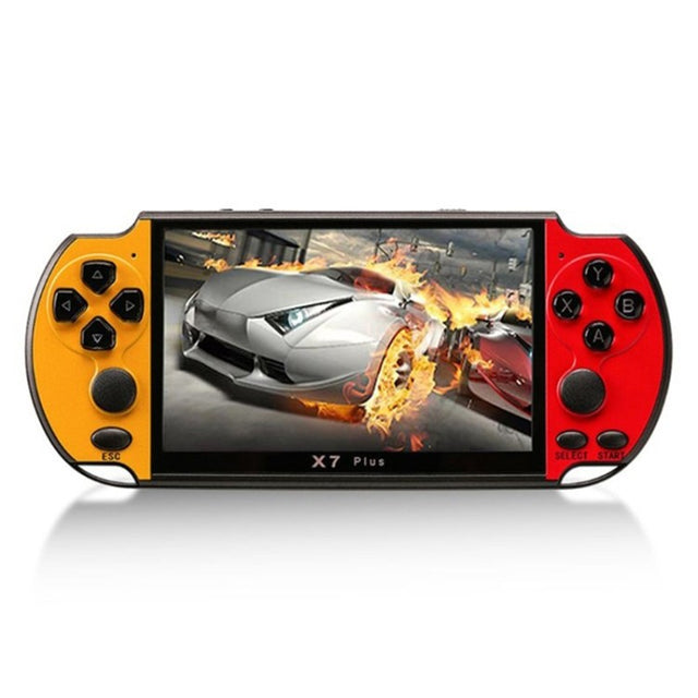 PSP X7 Plus Game Console, 8GB, 5.1" HD Screen, Yellow & Red, 10500 Classic Games