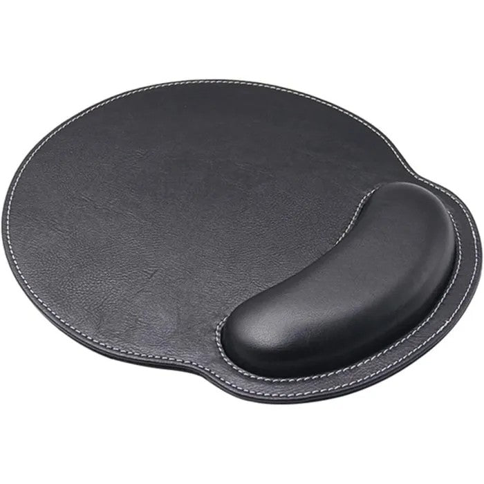 Leather Mouse Pad with Integrated Wrist Rest, Ergonomic Memory Foam, Non-Slip