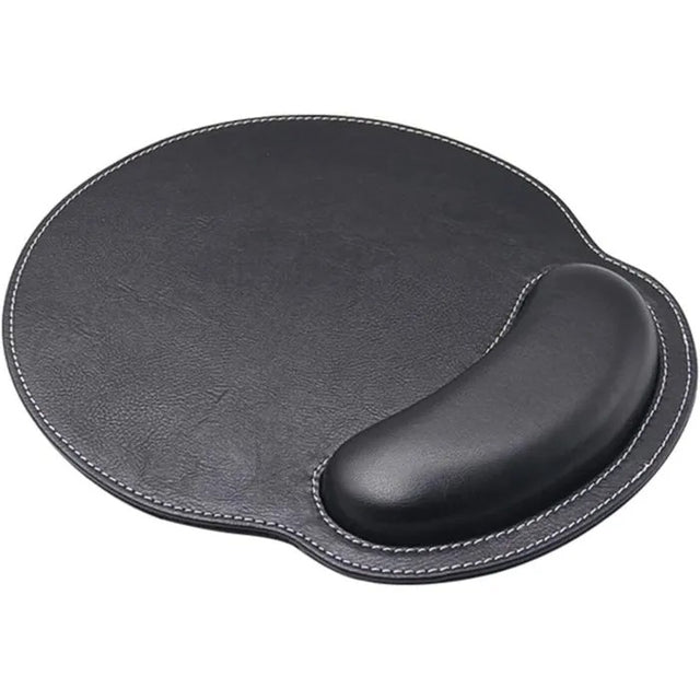 Leather Mouse Pad with Integrated Wrist Rest, Ergonomic Memory Foam, Non-Slip
