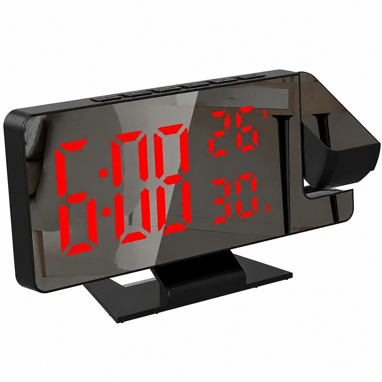 Projection Alarm Clock for Bedroom, Large Digital Clock with 180° Projector, 12/24H, USB Charging Port