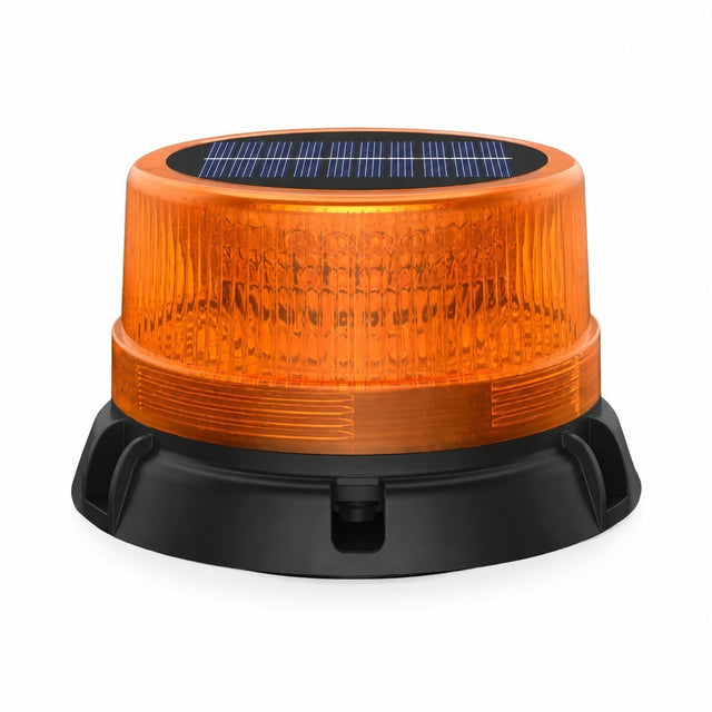 Solar Powered Magnetic Rotating Beacon, Orange LED, Rechargeable Yellow Warning Light for Trolley