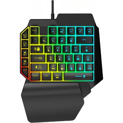Wired One-Handed Gaming Keyboard, 39 Keys, Backlighting, Wrist Rest