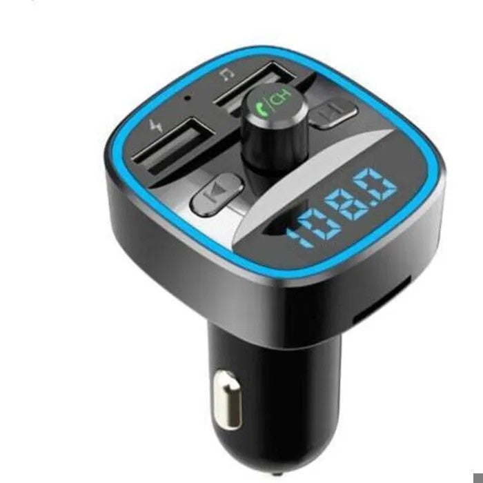 Bluetooth Car Charger, Dual USB 5V/2.4A & 1A, Wireless MP3 FM Transmitter, TF Card, USB Flash Drive