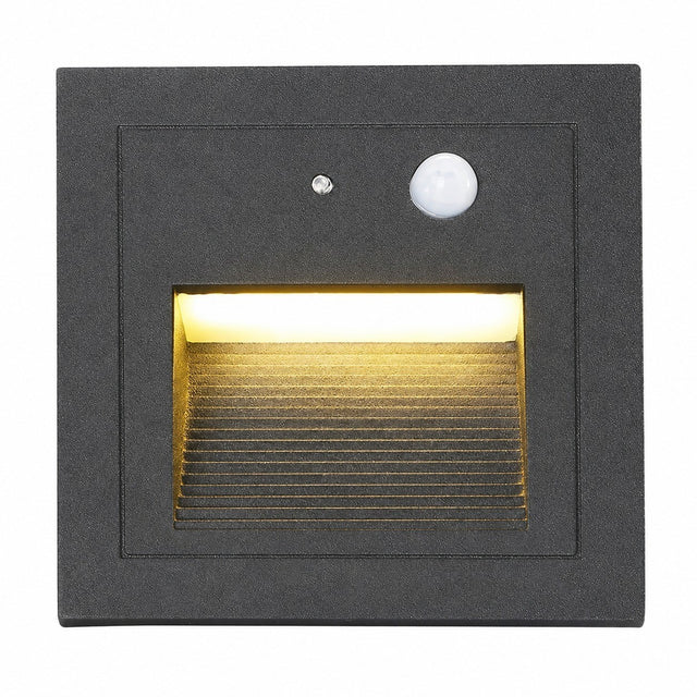 Recessed LED Wall Spotlight, 3W, Motion Detector, 2800K Warm White, White Frame, for Stairs