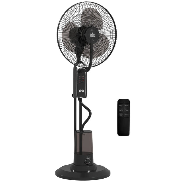 Pedestal Fan with Nebulizer, Black, 44.5x38.5x120 cm, Metal & Plastic, Ultrasonic Atomization, Remote Control