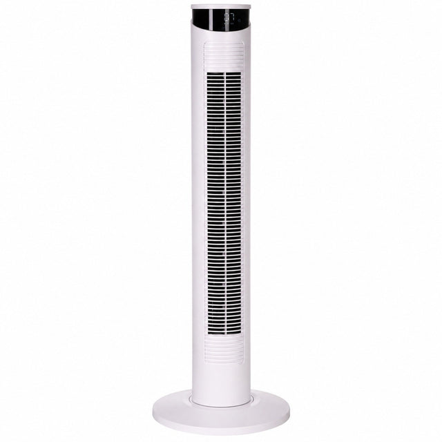 Tower Fan, White, 31.5x93 cm, 3 Speeds, 70° Oscillation, Remote Control, Timer, for Home Office