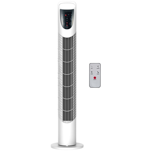 ABS Tower Fan, White, 18x78.5 cm, 3 Speeds, Oscillating, Remote Control, for Home Office